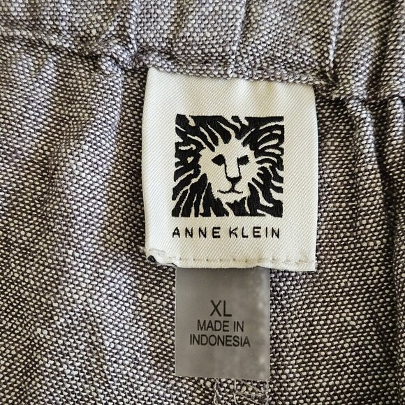 Anne Klein Pants Women XL Gray Pull On Cropped Linen Blend Office Capsule Mature - Picture 3 of 16